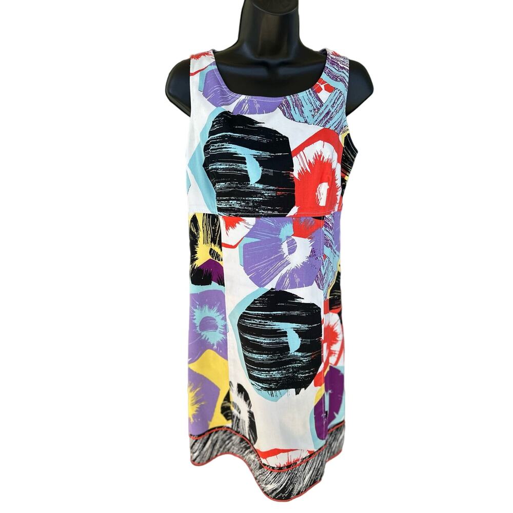 Multi-Color Tahari Sleeveless Tank Dress Fully Lined Size XS Side Zipper
